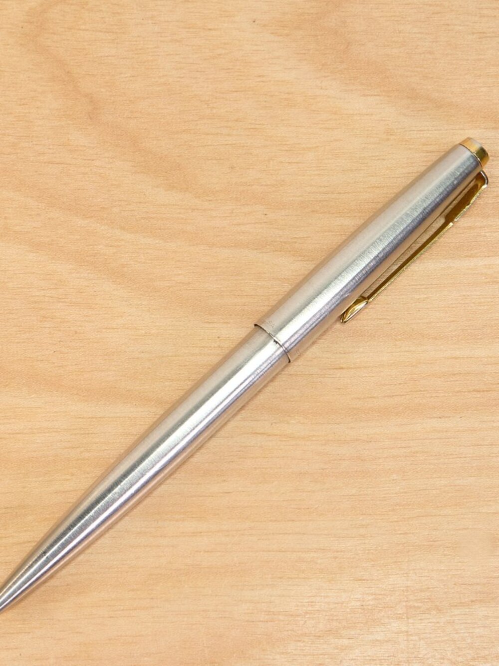 Parker Brushed Stainless Steel & Gold Ballpoint Pen, Made In USA